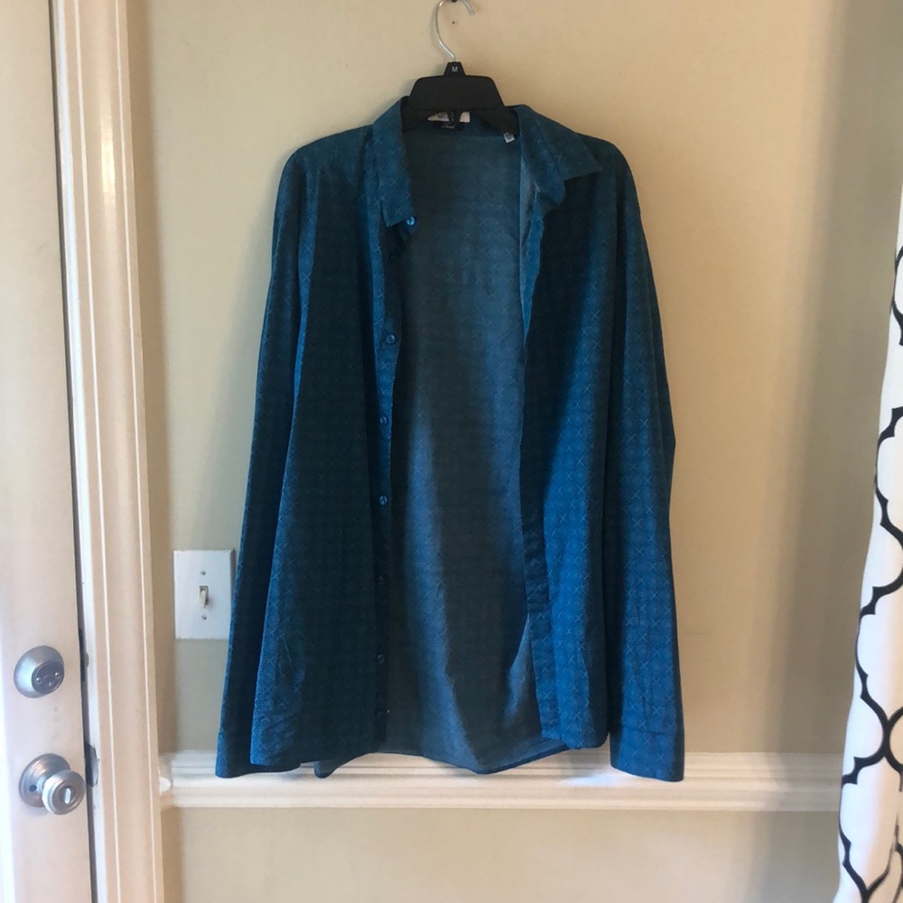 Versace Men’s Blue Long Sleeve Button Down Shirt